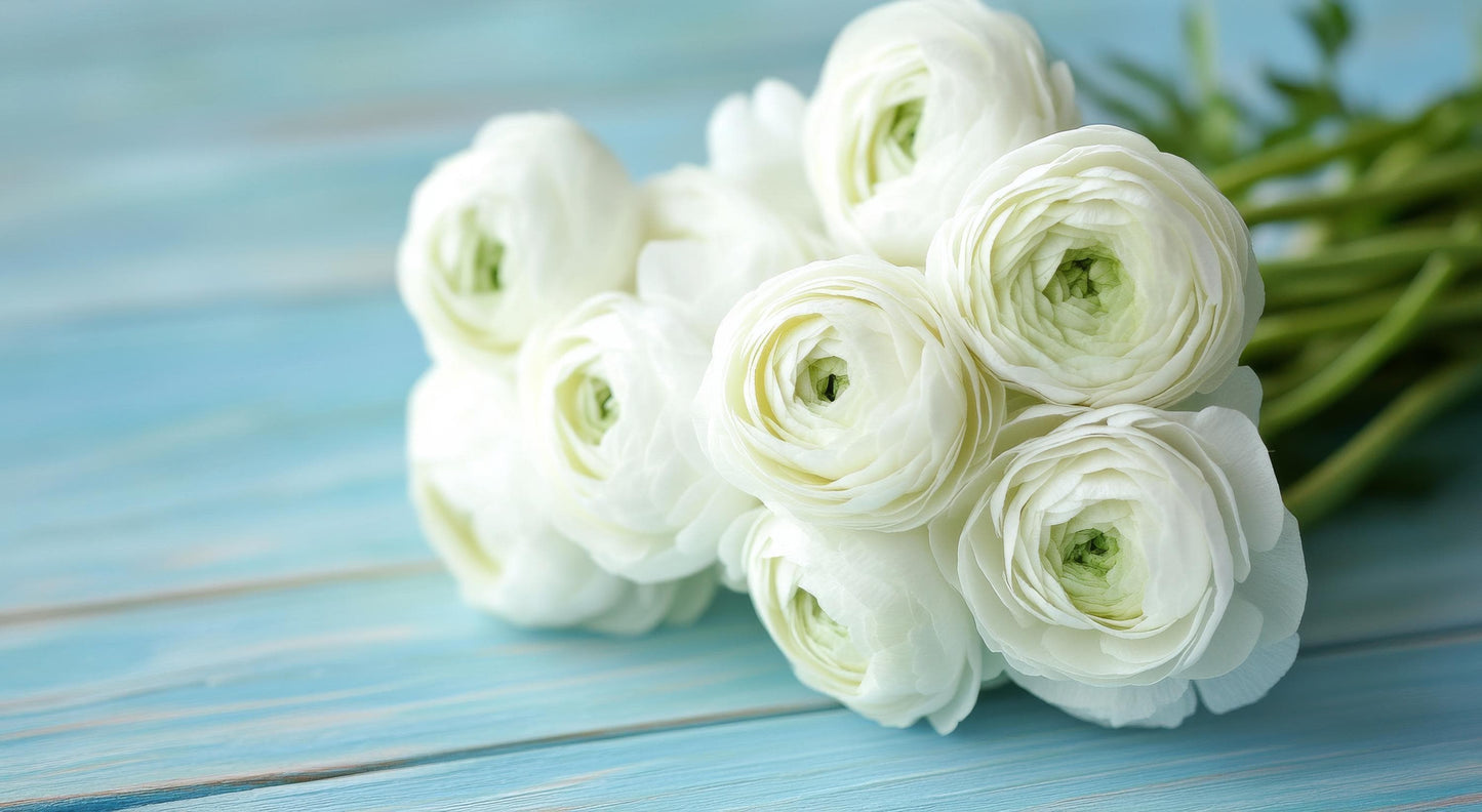 Tecolote White Ranunculus Corms, 5-6 cm, Ranunculus Corms, Persian Buttercups, Flower Bulbs