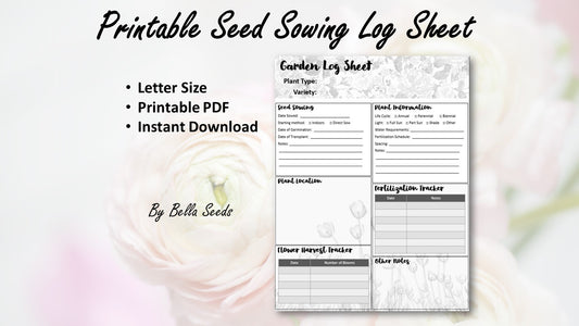 Gardening and Planting Printable Log Sheet, Garden Planner, Cut Flower Planner, Garden Logbook