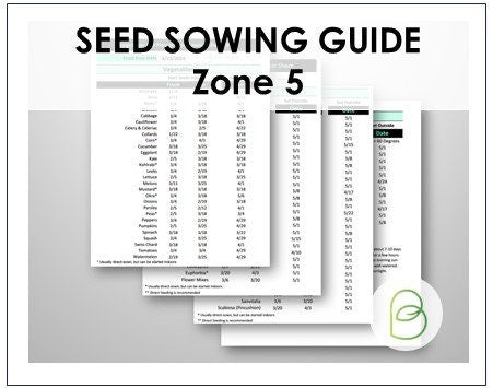 2024 Seed Starting Cheat Sheet Zone 5 Last Frost 4/30/2024 Vegetables, Flowers, and Herbs (printable PDF), Gardening, Seed Sowing Guide