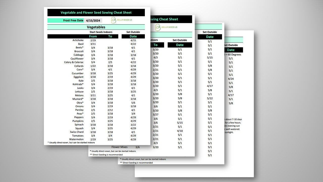2024 Flower Seed Starting Cheat Sheet Zone 6 Last Frost 4/15/2024 Vegetables, Flowers, and Herbs (printable PDF), Seed Sowing Guide