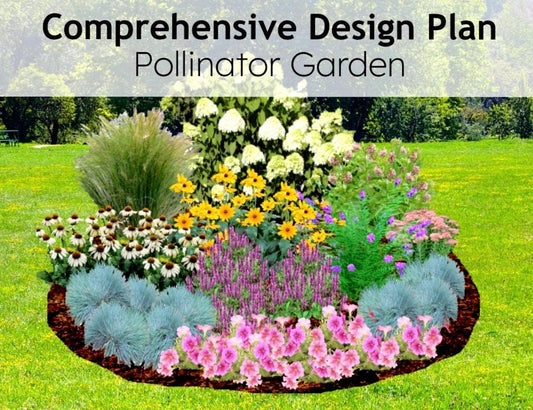 Pollinator Garden, Comprehensive Design Plans with Cost Estimate, Easy to Grow, Perennial Flowerbed Plans, Zones 4-9